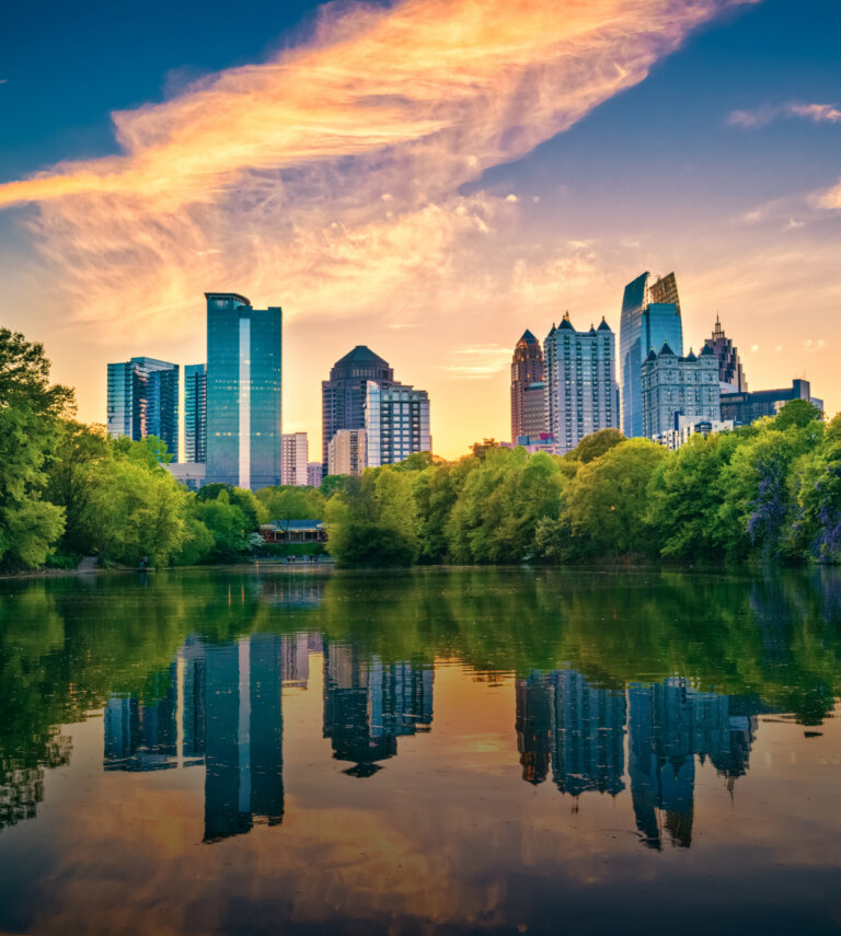 Sunset in Piedmont Park - Atlanta .